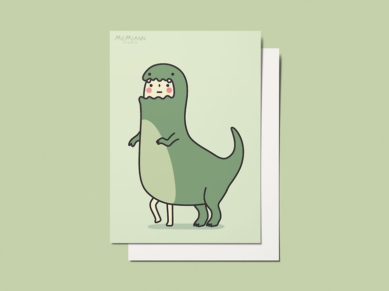パボ恐竜ポストカード - カード・はがき - 紙 グリーン