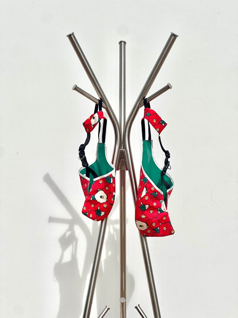 Duck & Goose Diaper Suit (Poppy flower-print fabric) - 寵物衣服 - 棉．麻 粉紅色