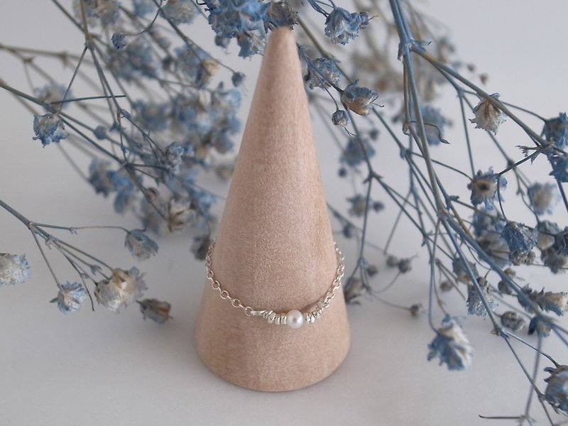 【戒指】鍊戒 925 純銀   基本款 珍珠戒指 情人節禮物 - 戒指 - 純銀 白色