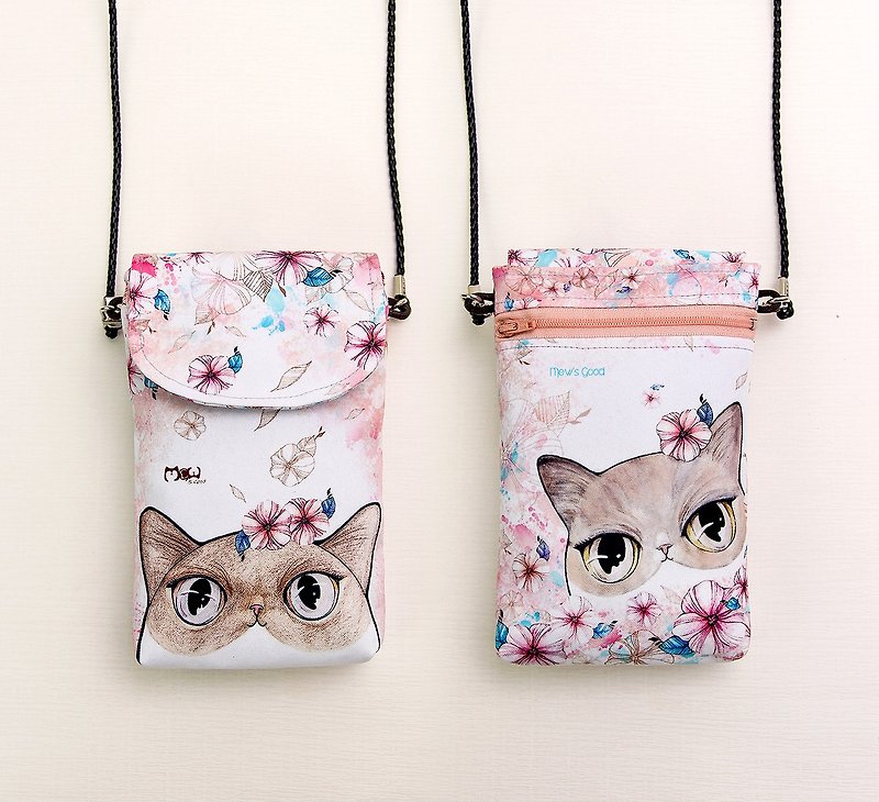 Light side backpack / cell phone bag / carry bag --- flower cat - กระเป๋าแมสเซนเจอร์ - วัสดุอื่นๆ 