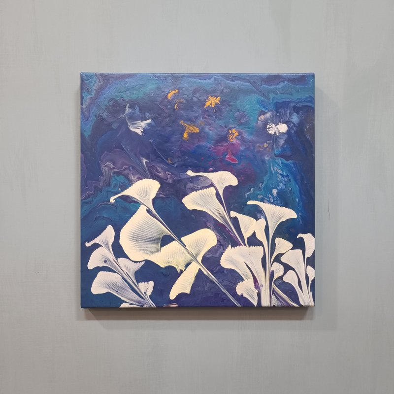 流體畫作品-星下繁花  展示品 教案樣本 換季出清 海洋油畫 - 海報/掛畫/掛布 - 顏料 