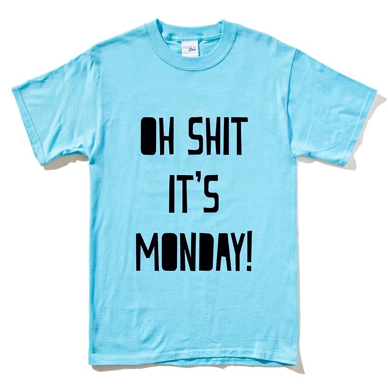 OH SHIT MONDAY 半袖 Tシャツ スカイブルー 月曜日 テキスト文清 安い ファッション デザイン 自社ブランド - Tシャツ メンズ - コットン・麻 ブルー