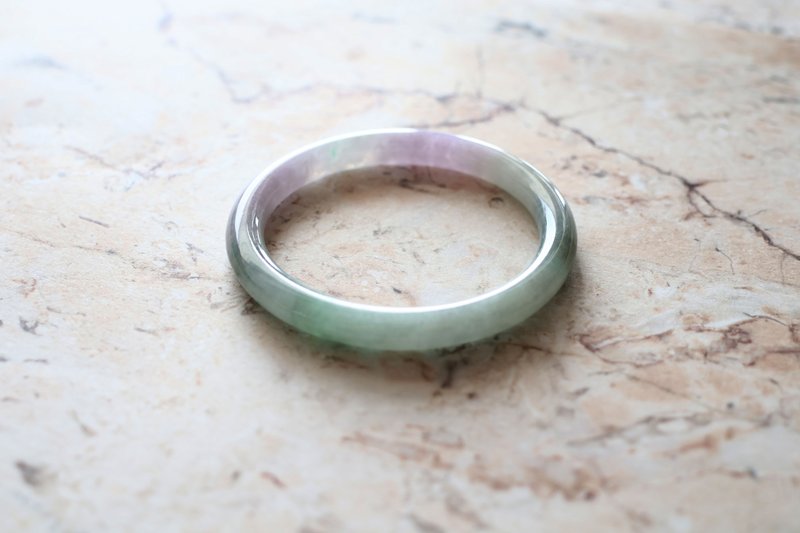 Journal-Yu Natural Grade A Jadeite (Myanmar Jade) Beautiful Pink Violet x Piaoyang Green Flower Round Bracelet - สร้อยข้อมือ - เครื่องเพชรพลอย 