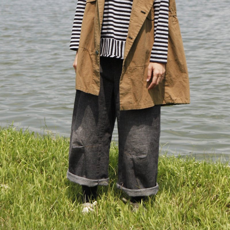 そして - 光と重い - ジーンズのズボンのマチ幅 - パンツ レディース - コットン・麻 グレー