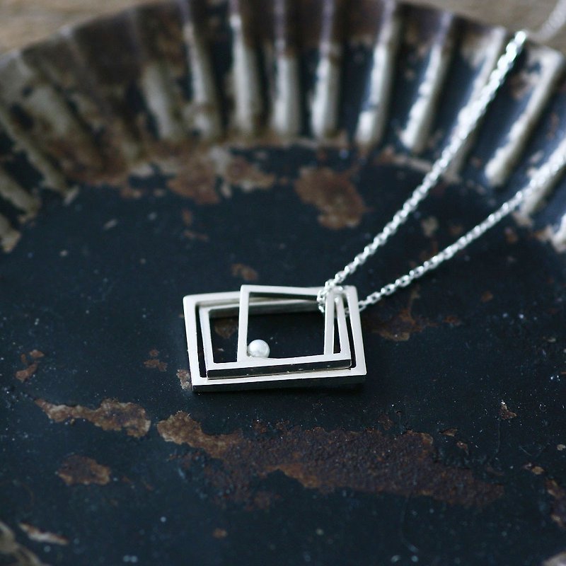 Pearl Square Necklace 925 Sterling Silver - Necklaces - Other Metals Silver