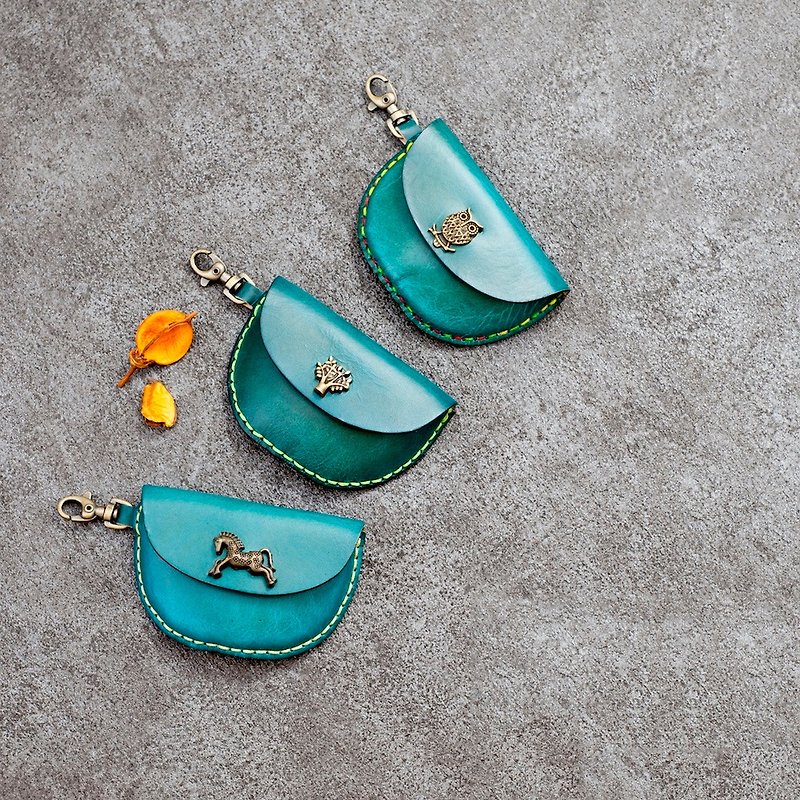 Be Two ∣ Shi Erqi blue handmade styling buckle purse / key ring / sundries ( You Design ) - กระเป๋าใส่เหรียญ - หนังแท้ สีน้ำเงิน