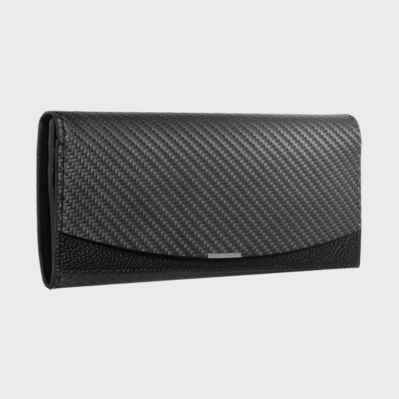 BlackLabel Carbon Fiber Long Wallet - Wallets - Genuine Leather Black