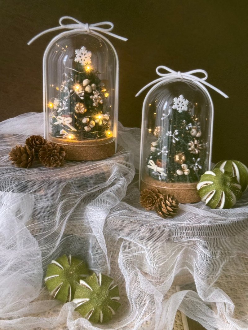 永生雪松聖誕樹玻璃盅 永生雪松 聖誕樹 聖誕禮物 聖誕節 永生花 - 乾燥花/永生花 - 植物．花 