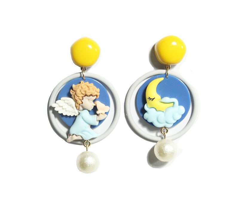 [Shop No. 7 on Seventh Street] Original Dream Angel Earrings Earrings - ต่างหู - เรซิน สีน้ำเงิน