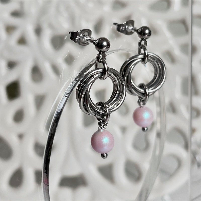 Girly Heart Earrings - Jewelry DIY Experience (Chainmail) Tamsui Yunmen Chundou Market - งานโลหะ/เครื่องประดับ - สแตนเลส 