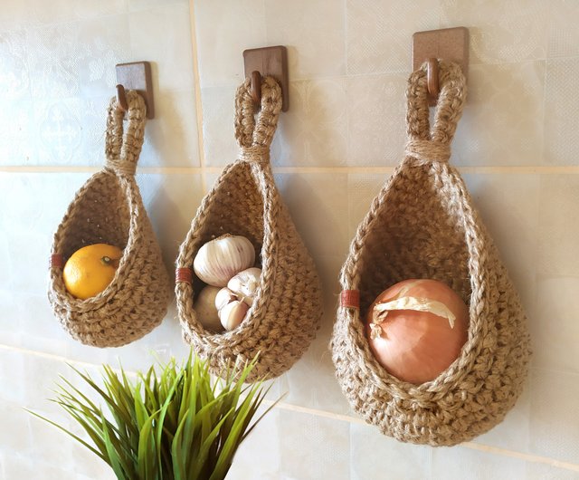 Wall hanging basket Wall hanging bathroom storage Hanging basket Kitchen  storage - Shop Cozy house Shelves & Baskets - Pinkoi