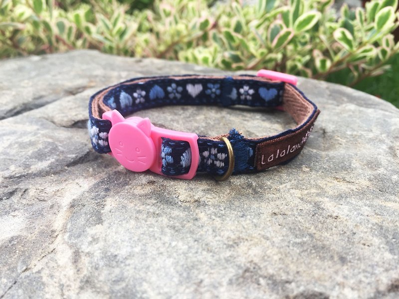 Chain hair child collar - blue flower and love owl safety buckle 1 section section [spot] - Collars & Leashes - Cotton & Hemp Pink