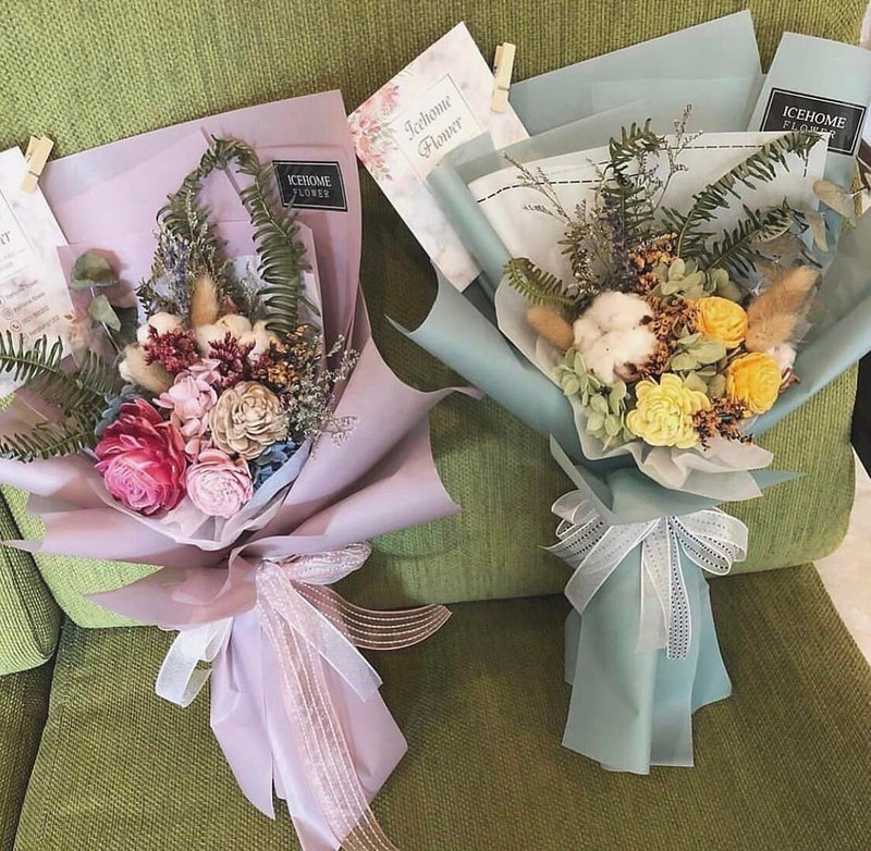 永生花 乾燥花束 永生花 索拉花 畢業花束 畢業禮物 - 乾燥花/永生花 - 植物．花 灰色