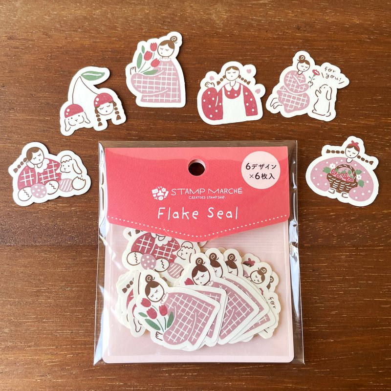 Flake Stickers Marl-chan Pink Spring Flowers Girls Made in Japan fs-001 - สติกเกอร์ - กระดาษ 