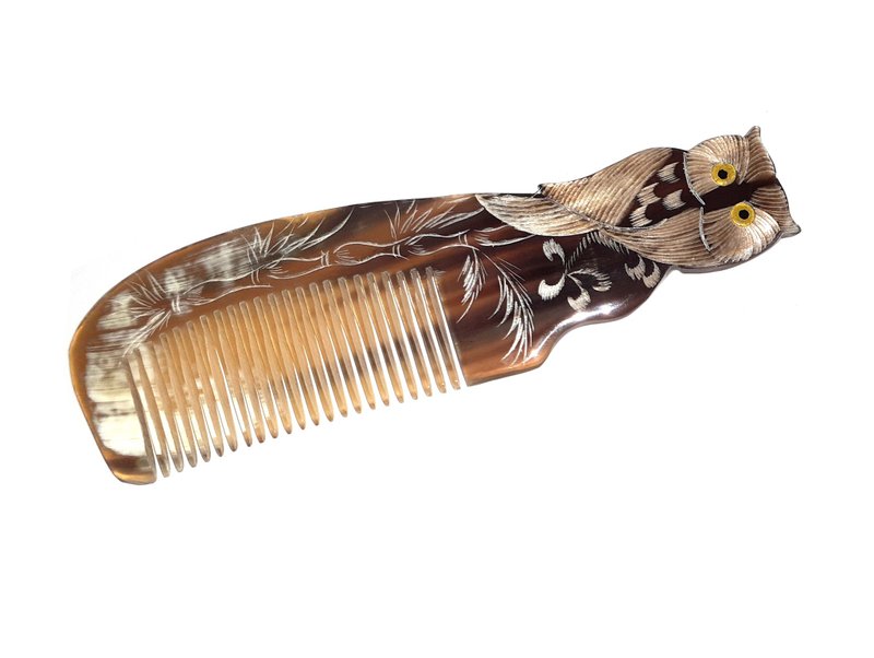 Hair Combs Anti-Static and Dandruff Resistant Handmade Hair Side Combs Cow Horn. - 彩妝刷具/鏡子/梳子 - 環保材質 咖啡色