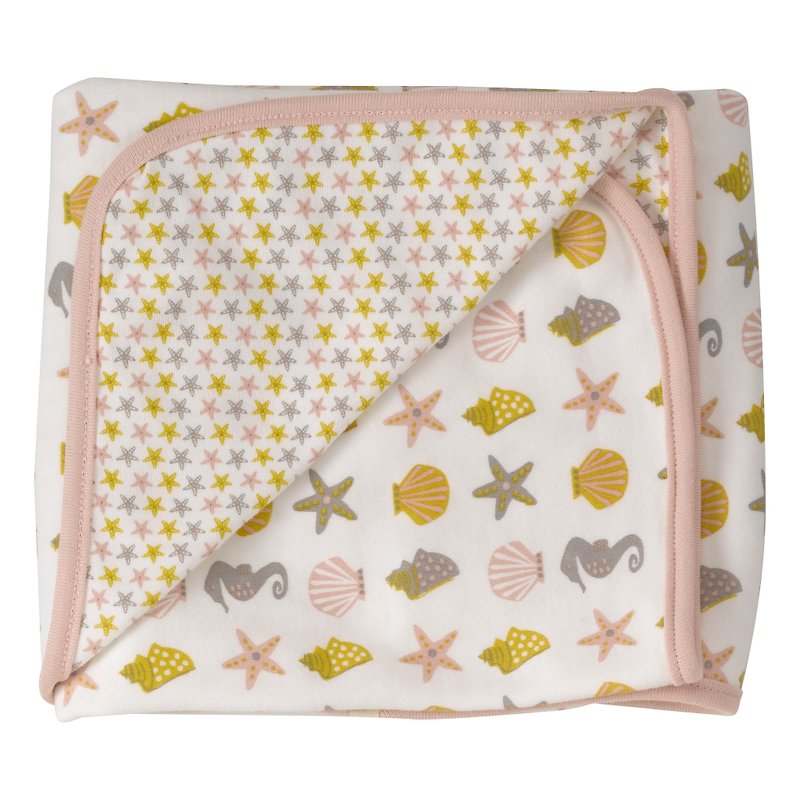 100% 有機棉 粉色海星圖案 嬰兒包巾 英國生產製造 - 滿月禮物 - 棉．麻 粉紅色