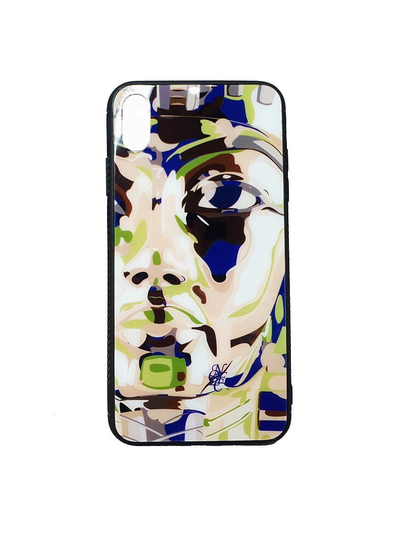 iPhone/SAMAUNG/OPPO/HUAWEI 用 3 色迷彩ファラオ強化ガラス電話ケース - スマホケース - ガラス ブラック