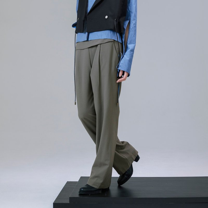 Loose straight-leg suit trousers - กางเกงขายาว - ขนแกะ สีเทา