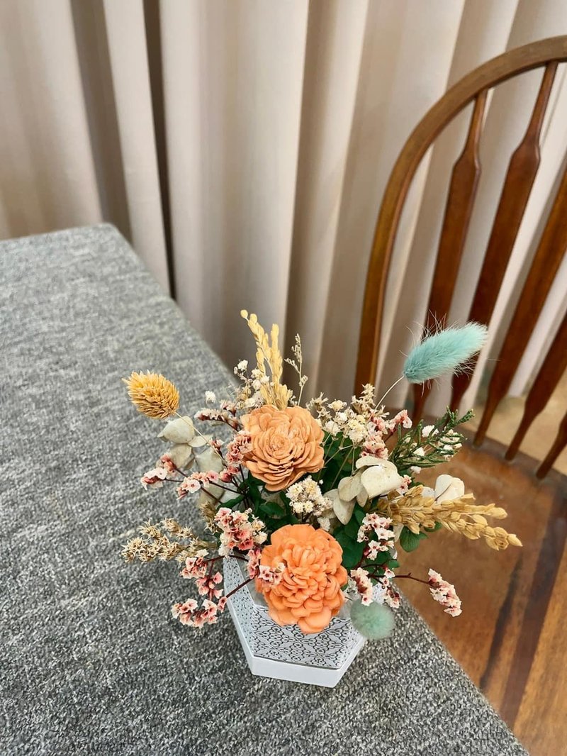 Dry flower table flowers [Cheng] flower pot opening table flowers birthday gift wedding housewarming - ช่อดอกไม้แห้ง - พืช/ดอกไม้ 