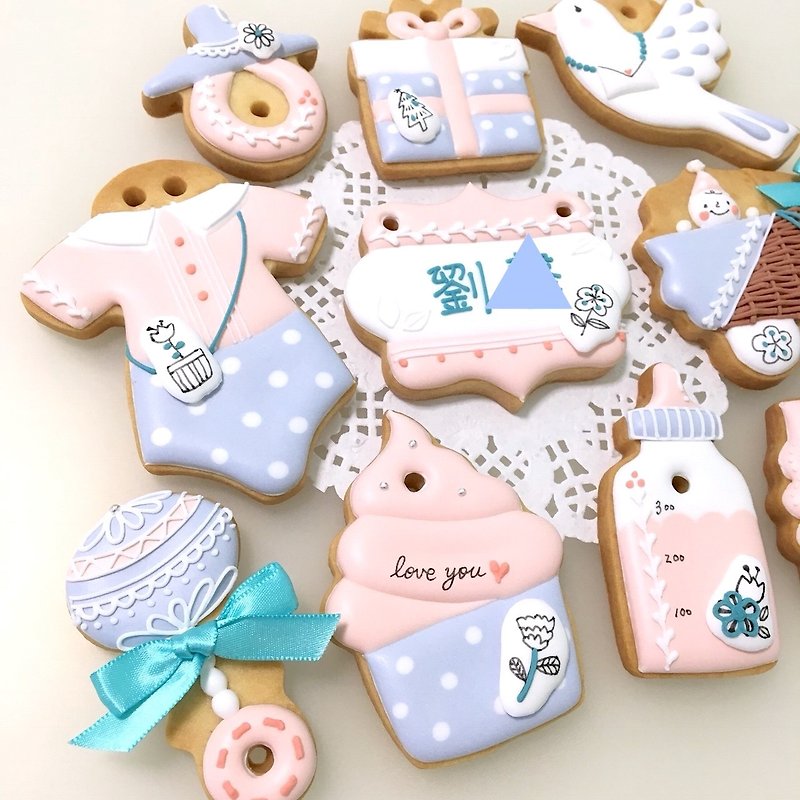 Hand-painted wind flower and tree cute sticker set collection of 10 biscuits - Handmade Cookies - Fresh Ingredients Purple