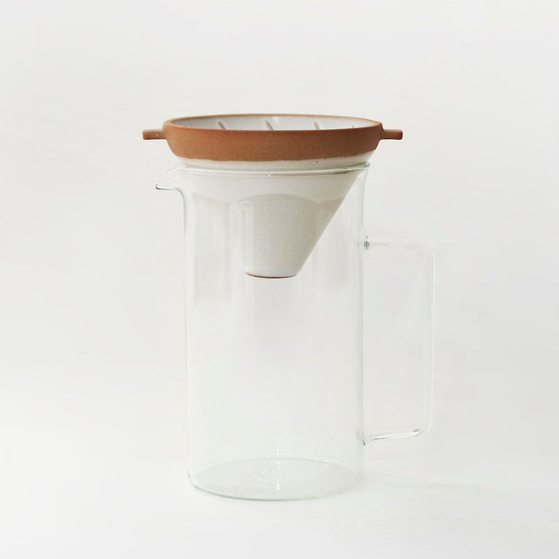 eaves_filterカップと手作り鍋の下の四季 - コーヒードリッパー - ガラス ホワイト