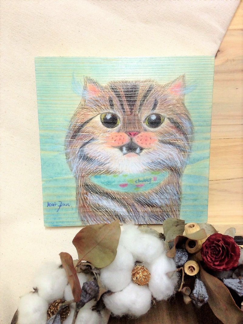 カラーペンシルパステル絵画の作成 -  Chubby Cat My Kitty - ポスター・絵 - 塗料 多色