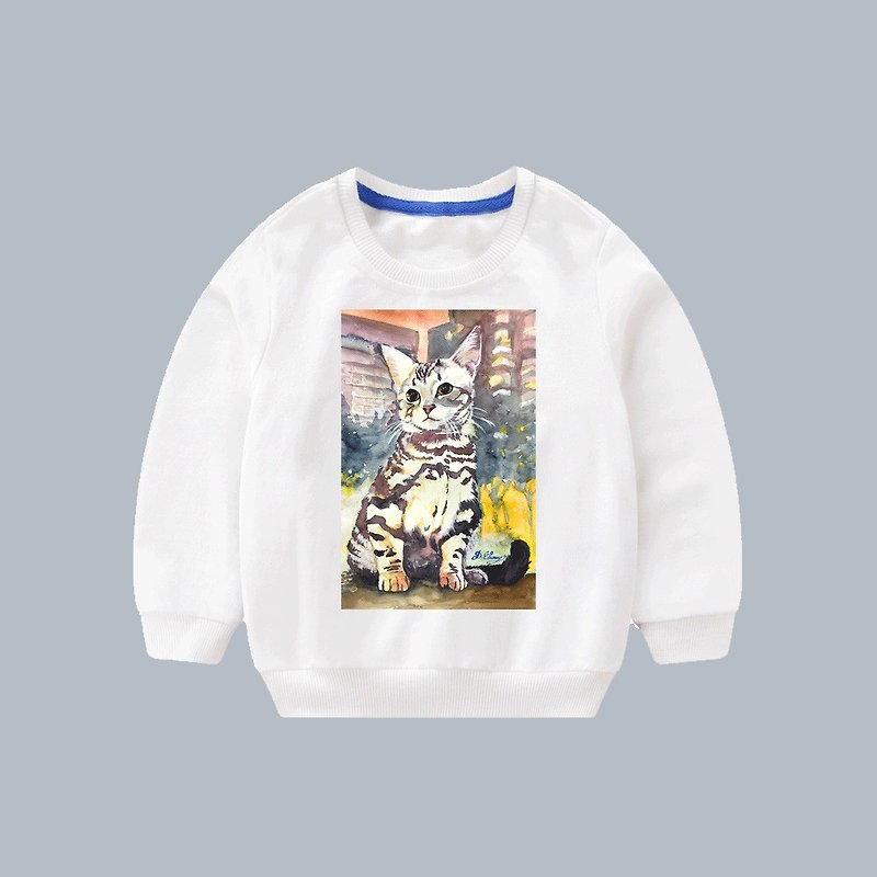 手描き猫長袖コットンT - トップス・Tシャツ - コットン・麻 ホワイト