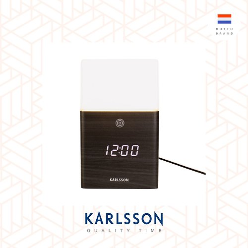 Ur Lifestyle 荷蘭Karlsson, Frosted系列黑木紋LED顯示屏及LED燈-多功能鬧鐘