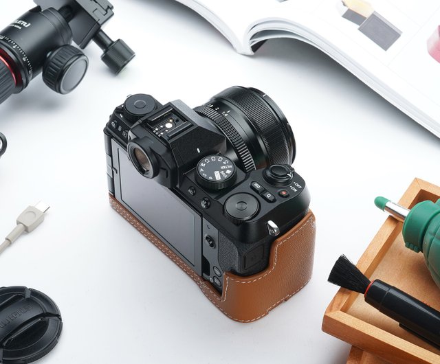 対応 FUJIFILM 富士 X-S20 専用 カメラケース カメラカバー カメラバッグ 本革 銀付牛革本体+メタル : AGENIUSカメラケース・FUJIFILM X-T50 X100VI X-T5