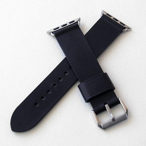 Leoni handmade 蘋果手錶表帶。黑色。真皮手工製作。任何尺寸。