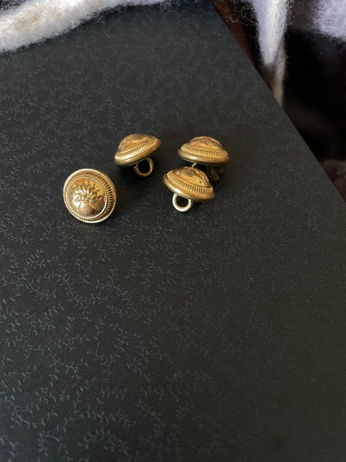 Antique Vintage Gold Metal Paris Buttons 3pcs W252 - Shop