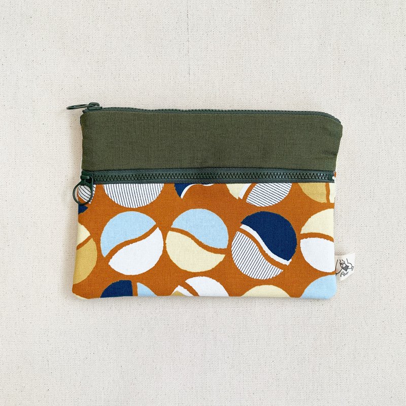 [River] Double-layer zipper storage bag/marble/orange - Toiletry Bags & Pouches - Cotton & Hemp Orange