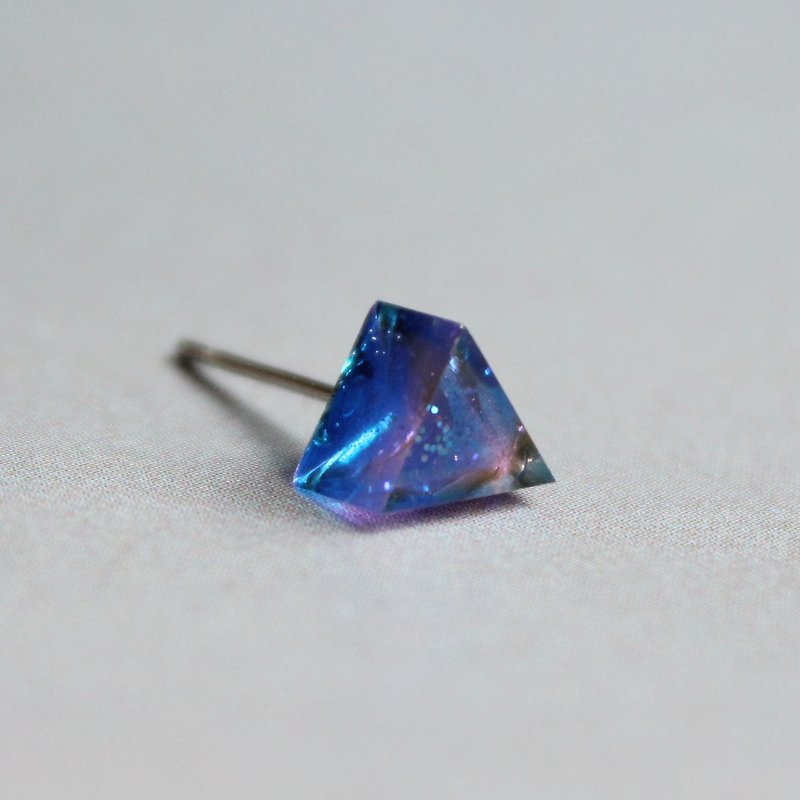 ◁ transparent triangle earrings ◁ 614 / Nightcall - Single - Earrings & Clip-ons - Plastic Blue