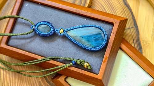 zen crystal jewelry 礦石飾物設計 福利品|木系|天然拉長石|手工頸繩|macrame