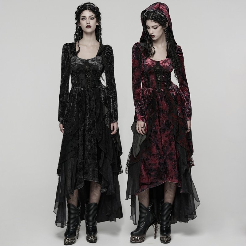 哥德血族女巫兜帽棺材連身裙 - 多色 / 僅有黑 - 禮服/小禮服 - 其他材質 黑色