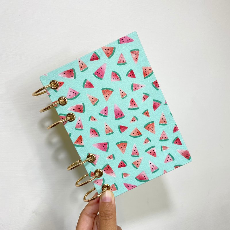 Green Little Watermelon-A6 6-hole loose-leaf book cover can be washed without aging calendar handbook - สมุดบันทึก/สมุดปฏิทิน - วัสดุอื่นๆ สีเขียว