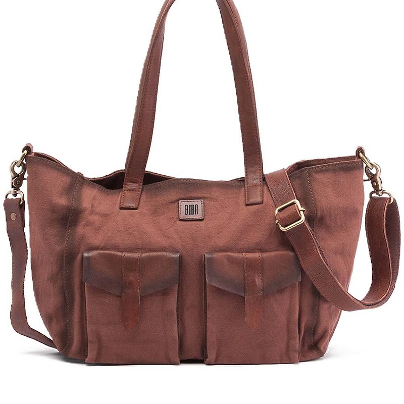 [BIBA] Russel Retro Nostalgic Multi-pocket Shoulder Bag. Shoulder/Slanting Dual Use - Messenger Bags & Sling Bags - Genuine Leather Brown
