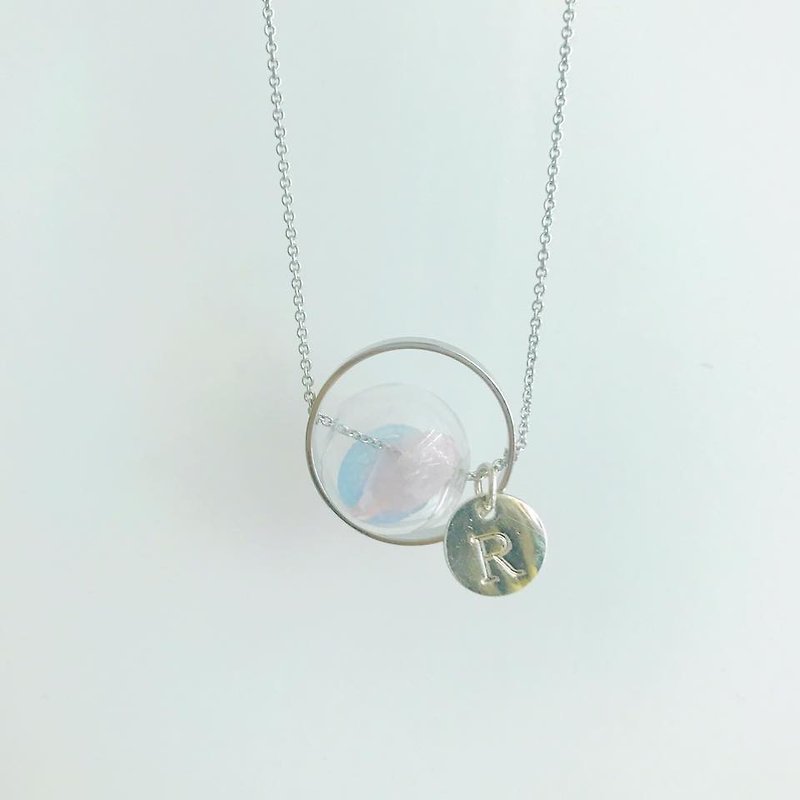 No withered planet pink pink blue glass beads letter sisters gift boudoir gift birthday gift necklace necklace necklace necklace gift Preserved Flower Planet Glass Ball Necklace - สร้อยติดคอ - แก้ว สึชมพู