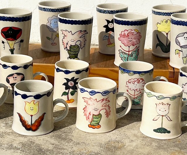 手描きアートの陶器製マグカップ ウォーターカップ/コーヒーカップ/マグカップシリーズ