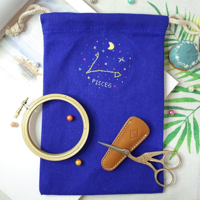 *從0開始*星座圖手刺繡帆布束口袋(一人就開班 - 編織/羊毛氈/縫紉 - 繡線 