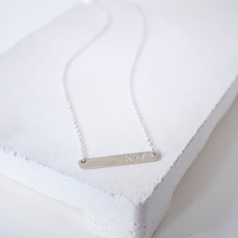 Customized Personalized Silver Bar Necklace, Sterling Silver, Made to Order - สร้อยคอ - โลหะ สีเงิน