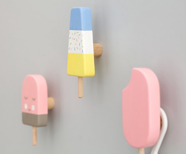 Ice cream wall hooks for baby clothes, cute baby wall hooks, coat rack,  Decor - Shop Pinguwood Kids' Furniture - Pinkoi
