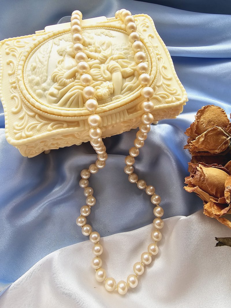 日本早期進口人造珍珠古董項鍊/vintage西洋古董飾品 - 項鍊 - 其他材質 