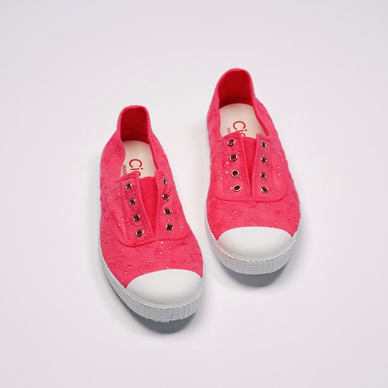 西班牙國民帆布鞋 CIENTA 70998 67 桃紅色 提花布料 大人 - 女款休閒鞋 - 棉．麻 白色