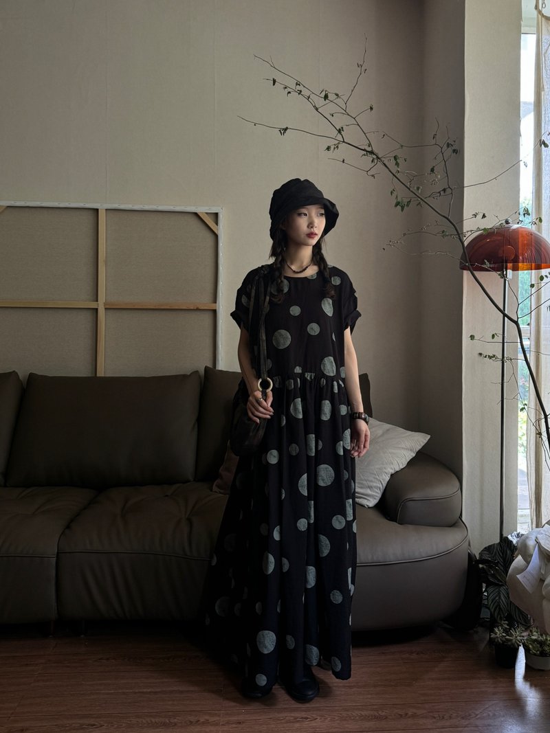 滿月 / 新中式復古娃娃連身裙 - 洋裝/連身裙 - 其他材質 黑色