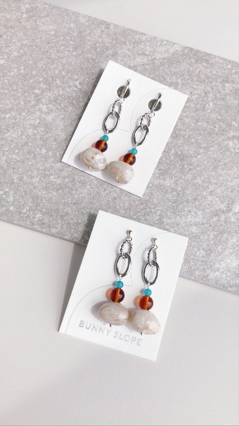 Glass Earrings & Clip-ons White - Modern Times・Styling Hanging Lamp (C) / Earrings Clip-On