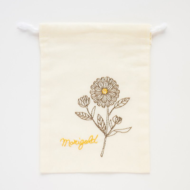 Marigold - Embroidery Pouch Kit - Knitting, Embroidery, Felted Wool & Sewing - Thread Brown