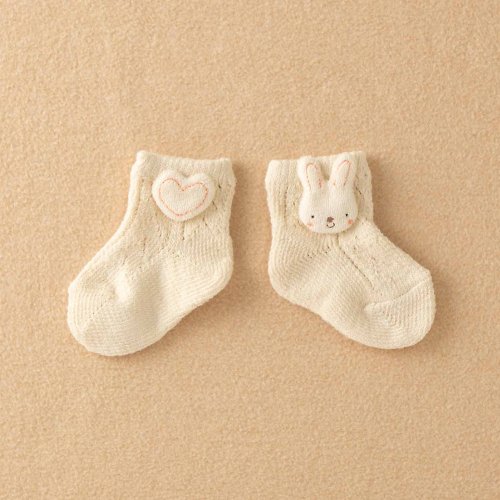 Baby Organics育兒良品 【日本Amorosa Mamma有機棉】嬰兒襪(貼布小兔)