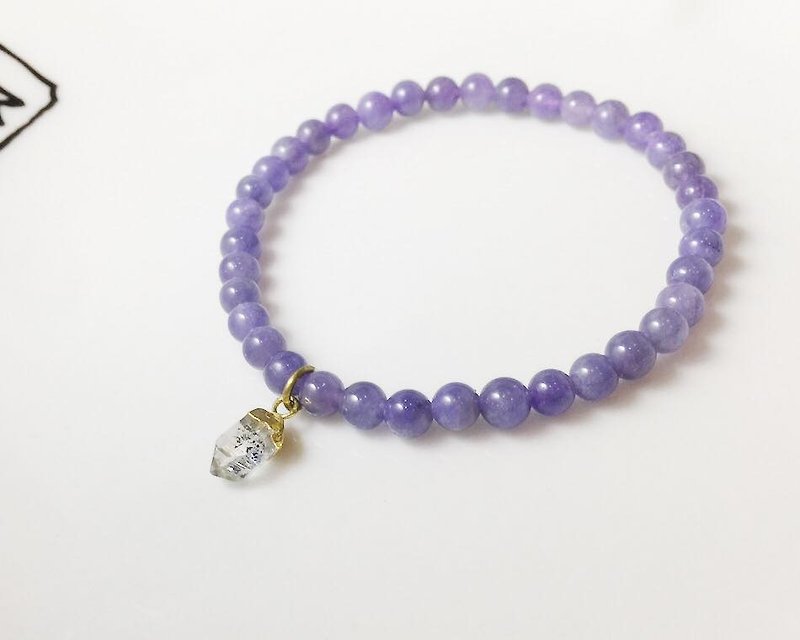MH Brass Natural Stone Series_Fantasy_ Danquan Stone_Huji Meng ore - Bracelets - Gemstone Purple