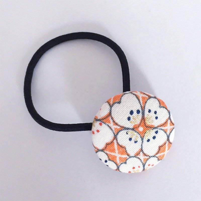 Hair elastic with Japanese Traditional Pattern, Kimono (Small) - Hair Accessories - Silk Orange